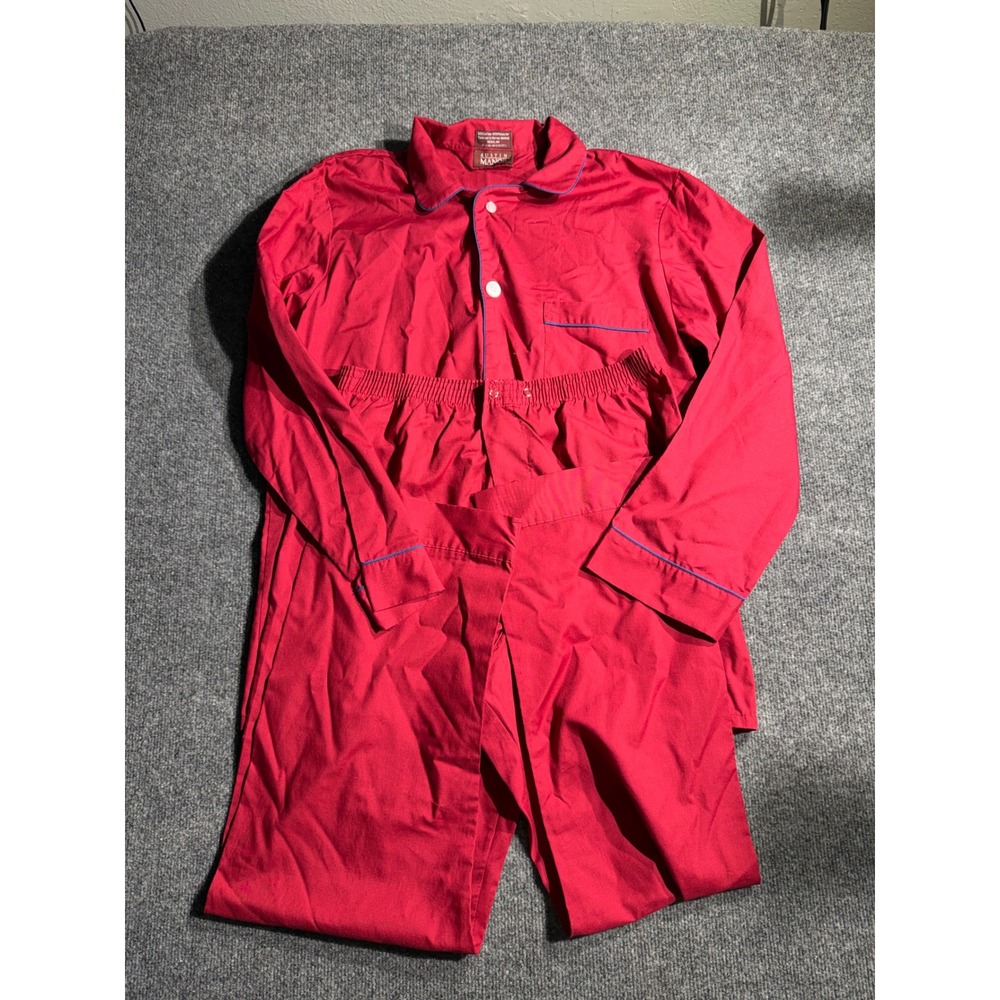 Austin Manor Mens Pajama Set Red Cotton Blend Long Sleeve Button Shirt Pants M